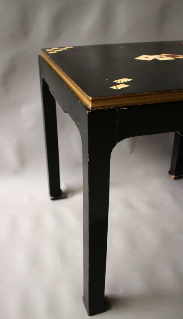 Fine French Art Deco Black Lacquered Game Table - Image 6