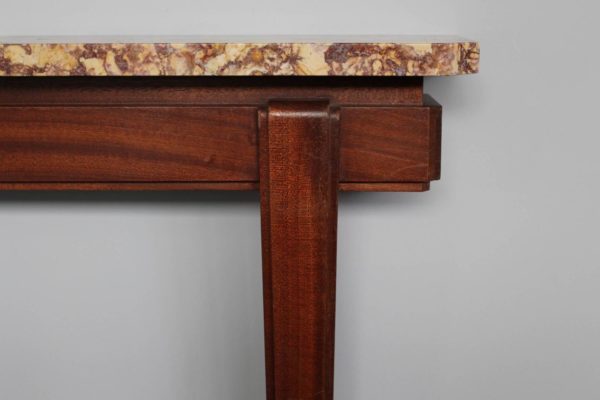 Fine French Art Deco Mahogany and Marble Consoles - Image 8