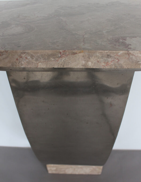 A Fine French Art Deco Hammered Metal and Marble Console - Image 8