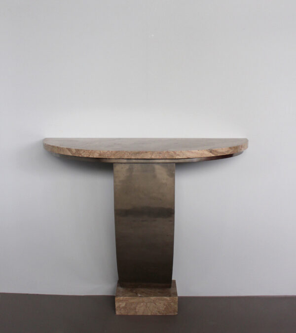 A Fine French Art Deco Hammered Metal and Marble Console - Image 5