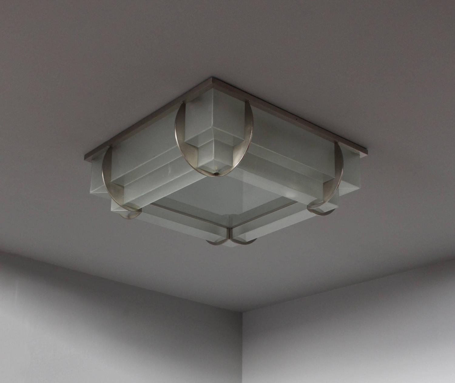 A Fine French Art Deco Two-Tier Square Flush Mount by Jean Perzel - Image 7