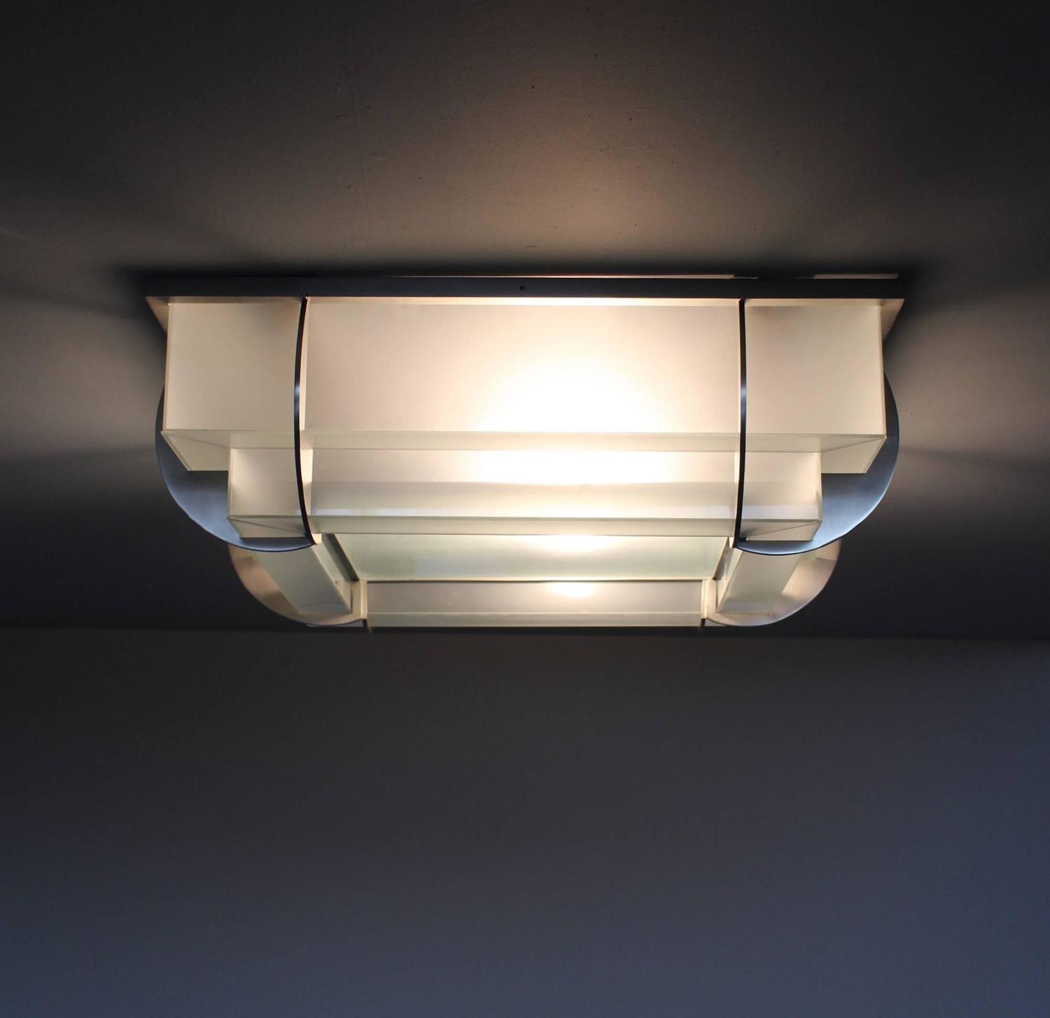 A Fine French Art Deco Two-Tier Square Flush Mount by Jean Perzel - Image 8
