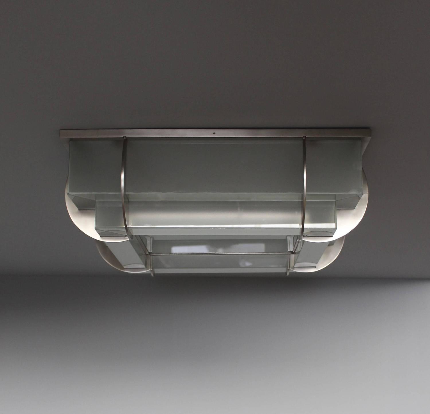 A Fine French Art Deco Two-Tier Square Flush Mount by Jean Perzel - Image 9