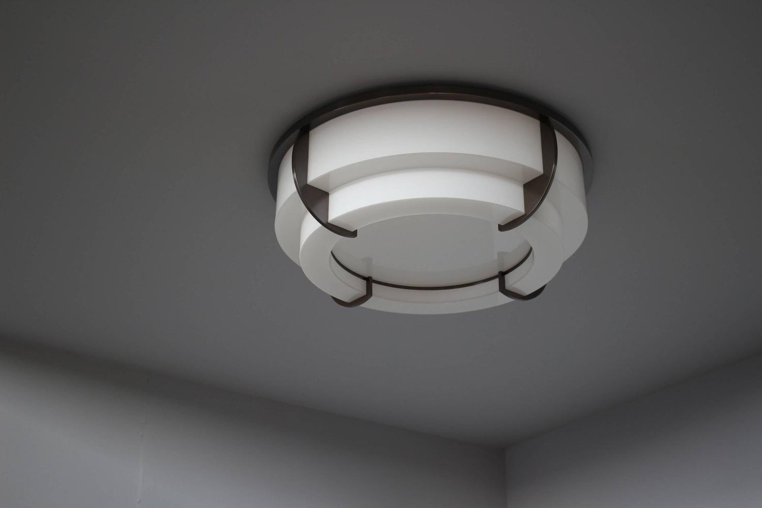 A Fine French Art Deco Round Two-Tier Flush Mount by Jean Perzel - Image 8