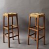 Fine French 1950s Oak and Rope Bar and Two Stools by Audoux Minet