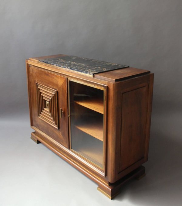 A Fine French Art Deco Two Doors Walnut Buffet - Dry Bar in the Manner of Maxime Old - Image 6