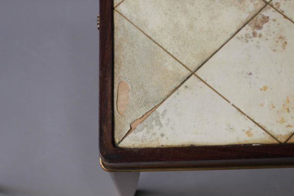 A Fine French Art Deco Mahogany Coffee Table with a Parchment Top and Bronze Details - Image 3