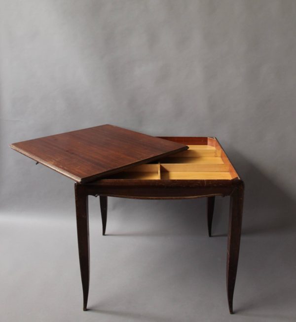 A Fine French Art Deco Rosewood and Mahogany Game Table - Image 4