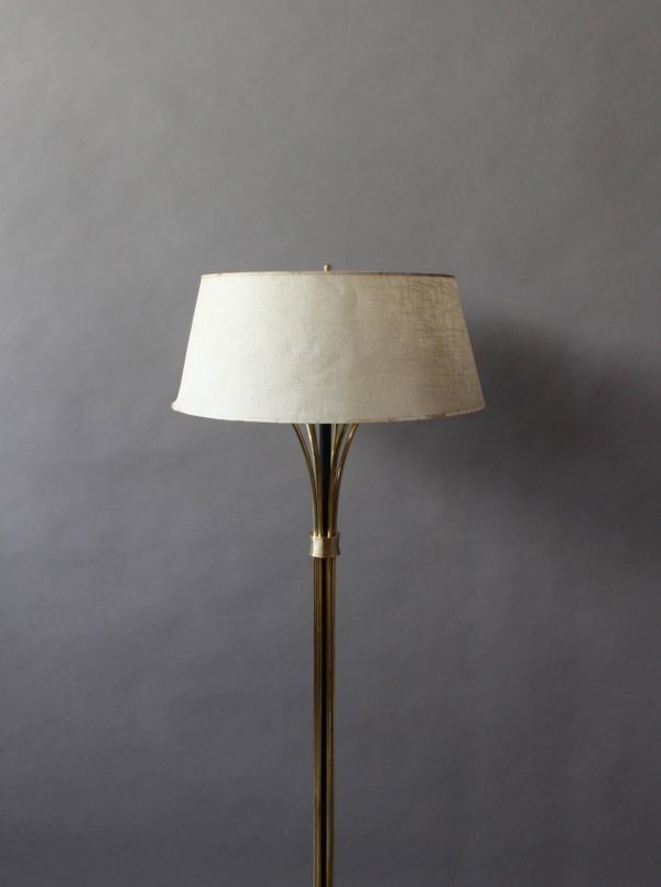 Fine French 1950s Brass and Black Metal Floor Lamp by Arlus - Image 5