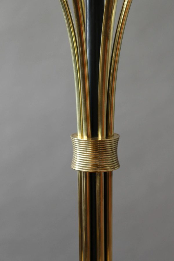 Fine French 1950s Brass and Black Metal Floor Lamp by Arlus - Image 6