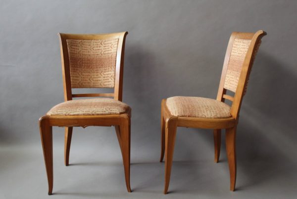 Set of 8 Fine French Art Deco Cherry Dining Chairs - Image 3