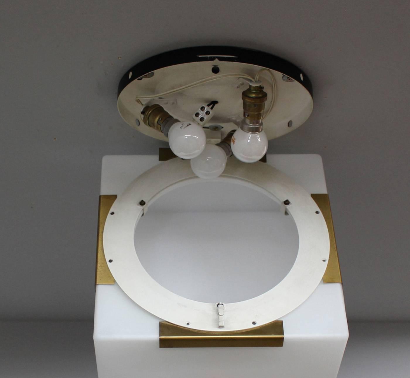 Fine French Art Deco Glass and Bronze Flush Mount by Perzel - Image 6