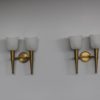 Pair of French Art Deco Double Torchere Sconces by Perzel