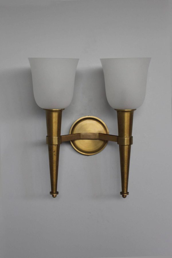 Pair of French Art Deco Double Torchere Sconces by Perzel - Image 9