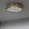 Two Fine French Art Deco Round Glass and Brass Flush Mount by Perzel