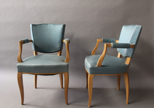 4 Fine French Art Deco Sycamore Armchairs - Image 3