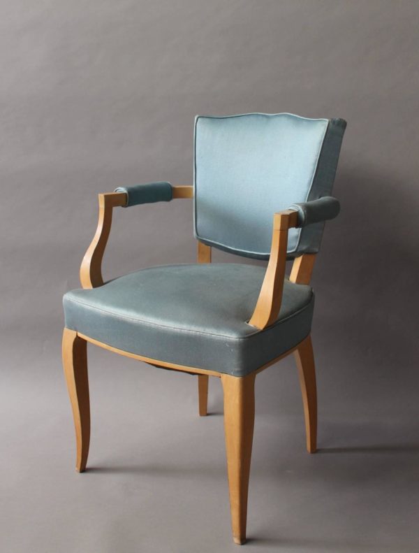 4 Fine French Art Deco Sycamore Armchairs - Image 5