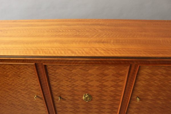 Fine French Art Deco Three-Door Walnut Sideboard with Bronze Details by Leleu - Image 6