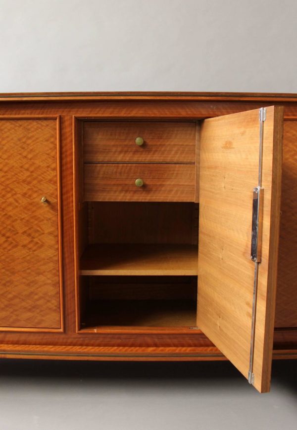 Fine French Art Deco Three-Door Walnut Sideboard with Bronze Details by Leleu - Image 8