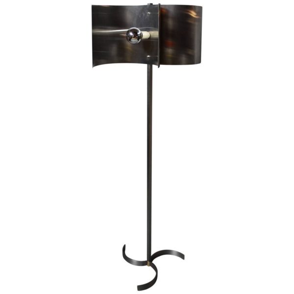 A French 1970s Metal and Stainless Steel Floor Lamp