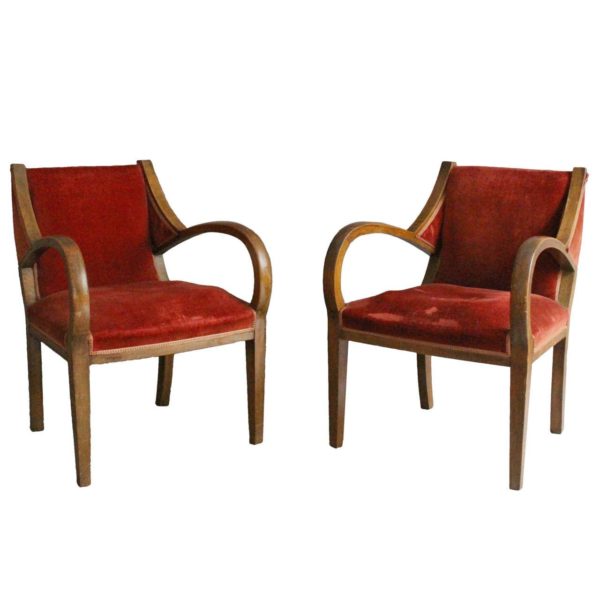 A Pair of Unusual French Art Deco Bridge Armchairs