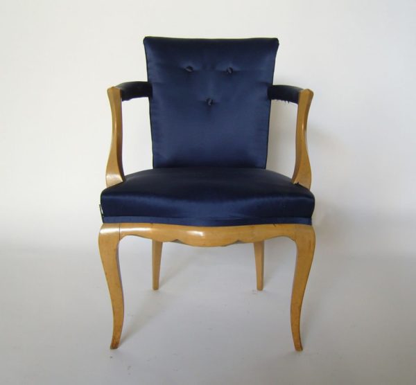 A Fine French 1940's Beech Armchair and Ottoman - Image 2