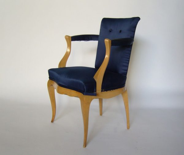 A Fine French 1940's Beech Armchair and Ottoman - Image 3