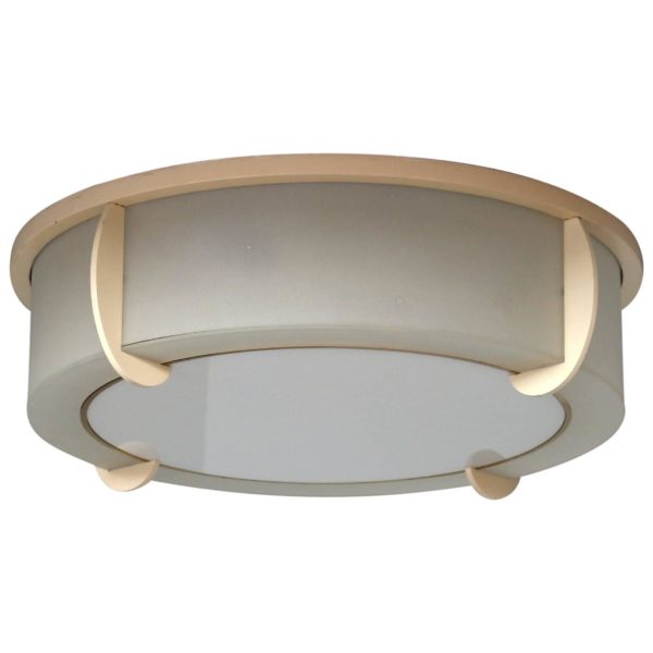 Fine French Art Deco Lacquered Metal and Glass Flush Mount by Jean Perzel