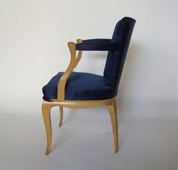 A Fine French 1940's Beech Armchair and Ottoman - Image 4