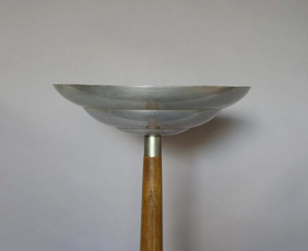 French Art Deco Wood and Metal Floor Lamp - Image 3