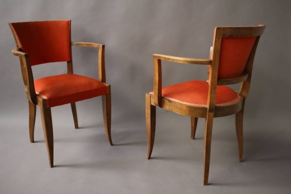 6 French Art Deco Bridge Armchairs - Image 4