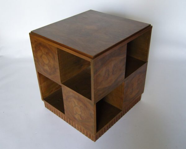 French Art Deco Walnut Cubic Side Table by D.I.M - Image 2