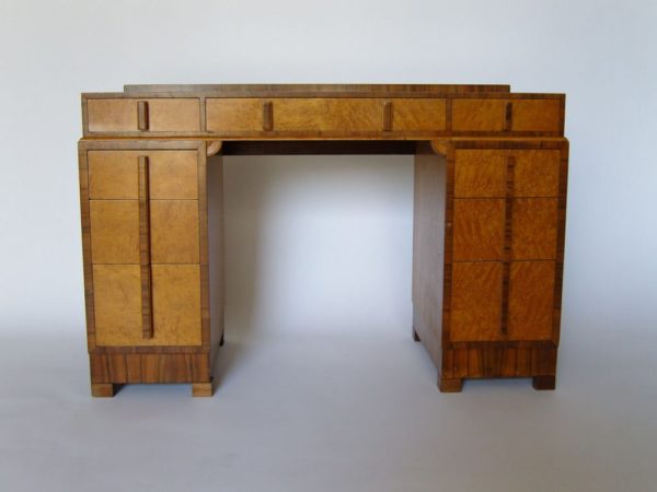 Bird's-Eye Maple and Walnut Art Deco Desk - Image 2