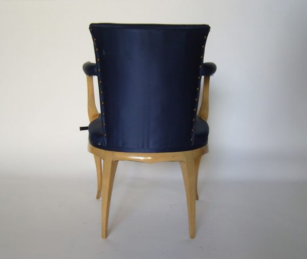 A Fine French 1940's Beech Armchair and Ottoman - Image 5