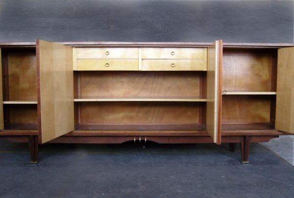 Fine French 1950s Sycamore and Rosewood Sideboard with Original Painted Doors - Image 7