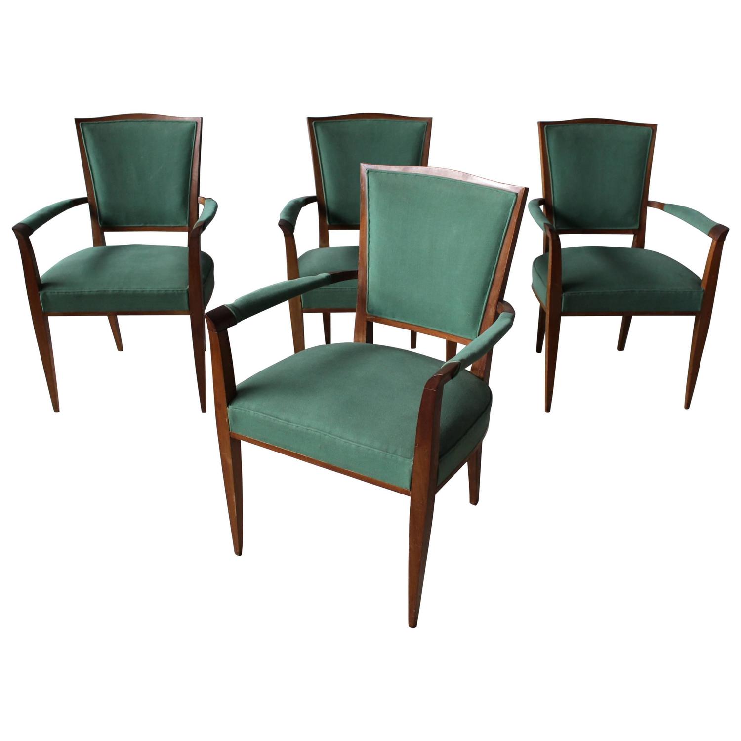 A set of 4 Fine French Art Deco Mahogany Armchairs Attributed to ...