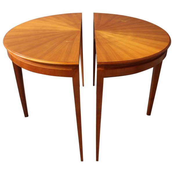Cherry Round Dining Table Divisible, Half Moon Dining Table Round