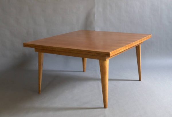 A Large French 1950's Dining Table with Two Pull-Out End Leaves - Image 2