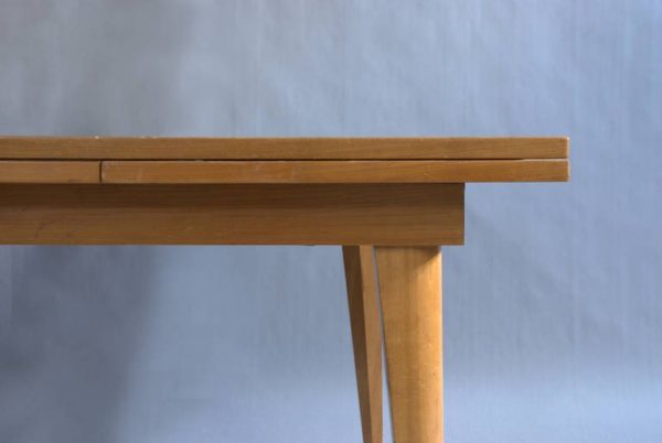 A Large French 1950's Dining Table with Two Pull-Out End Leaves - Image 3