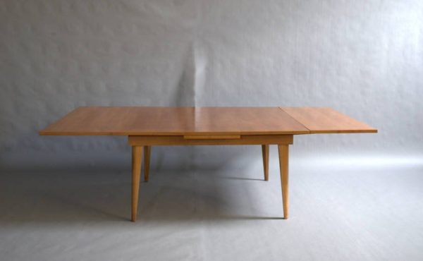 A Large French 1950's Dining Table with Two Pull-Out End Leaves - Image 6