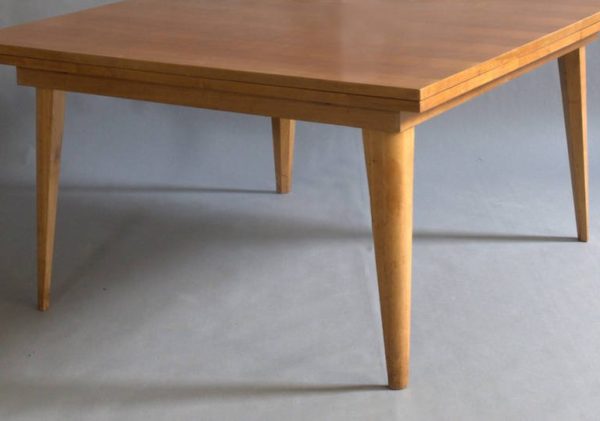 A Large French 1950's Dining Table with Two Pull-Out End Leaves - Image 7