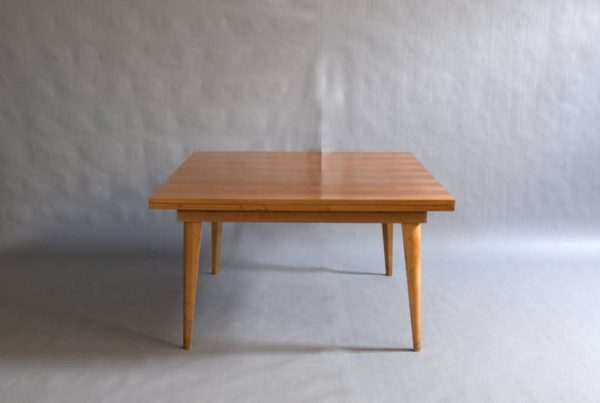 A Large French 1950's Dining Table with Two Pull-Out End Leaves - Image 9