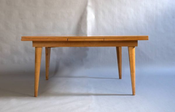 A Large French 1950's Dining Table with Two Pull-Out End Leaves - Image 10