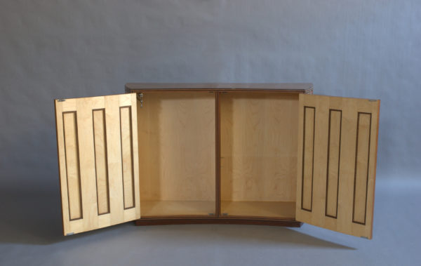 A Fine Spanish Bird's-Eye Maple and Leather Cabinet - Image 7