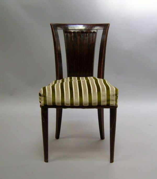 A Set of Six French Art Deco Mahogany Dining Chairs by Gaston Poisson - Image 2