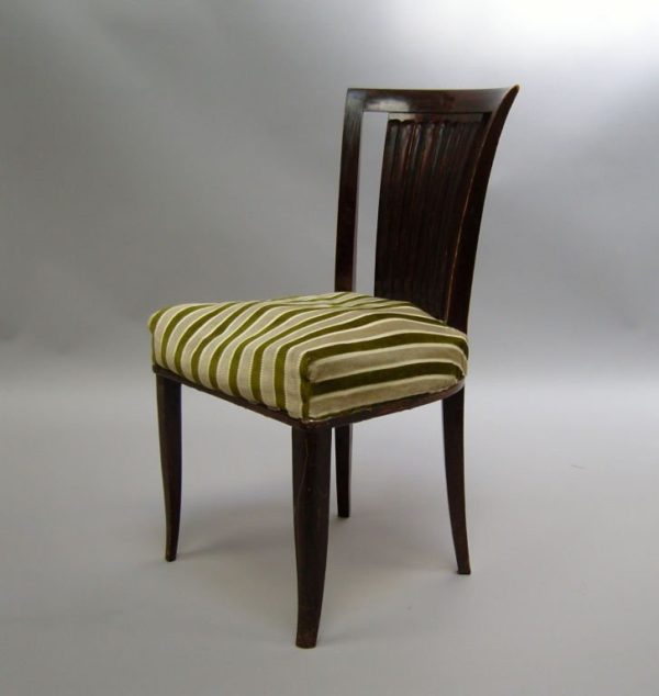 A Set of Six French Art Deco Mahogany Dining Chairs by Gaston Poisson - Image 3