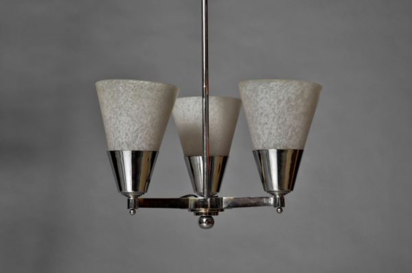 Fine French Art Deco Modernist Chandelier by Schneider - Image 4