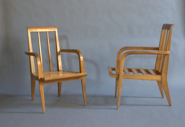 4 Fine 1950s Cherry Armchairs by Roger Landault - Image 3