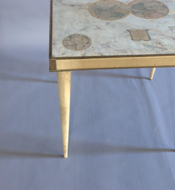 A Rare Lacquered Italian Side Table with a Scagliola and Lithograph Top - Image 6