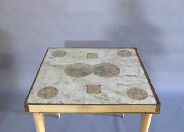 A Rare Lacquered Italian Side Table with a Scagliola and Lithograph Top - Image 9